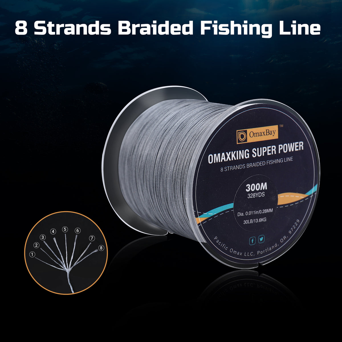X8 Braided Fishing Line-1093yds-Gray