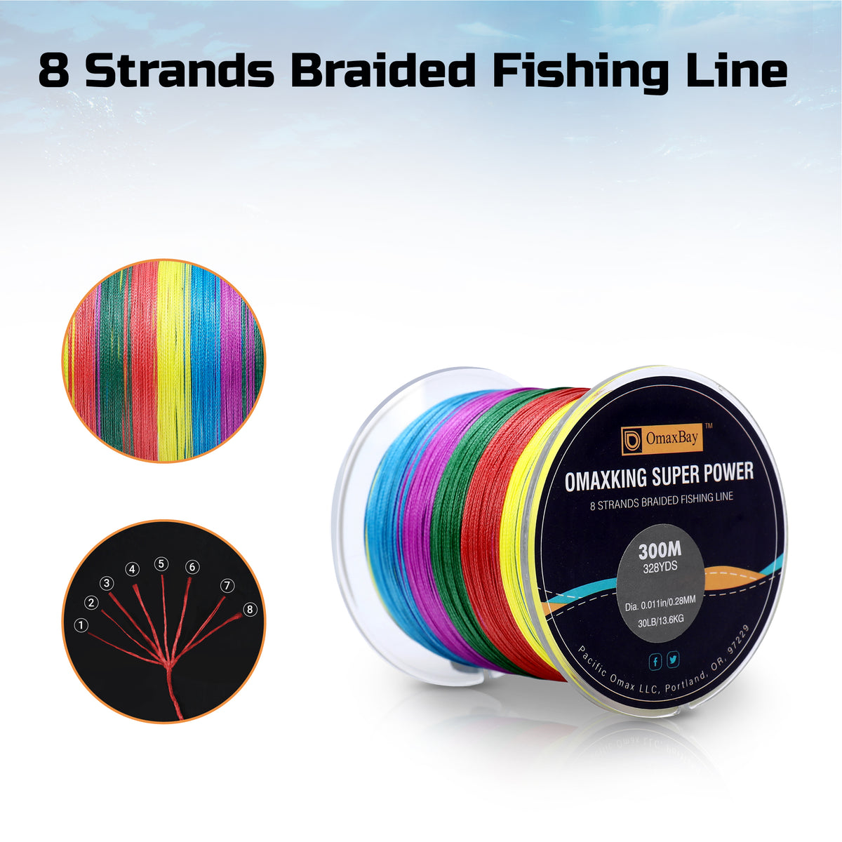 X8 Braided Fishing Line-546yds-Multi Color